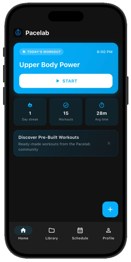 Workout generated in Claude opening in Pacelab